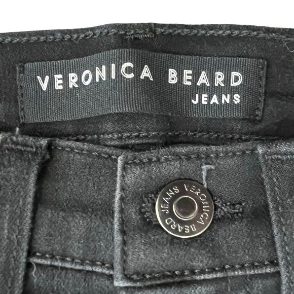 Veronica Beard Black Raven High Rise Button Fly Skinny Jeans Size 26 Denim - Picture 9 of 10